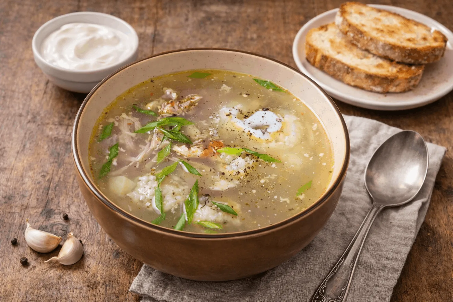 Нежный супчик на курином бульоне с сырными шариками