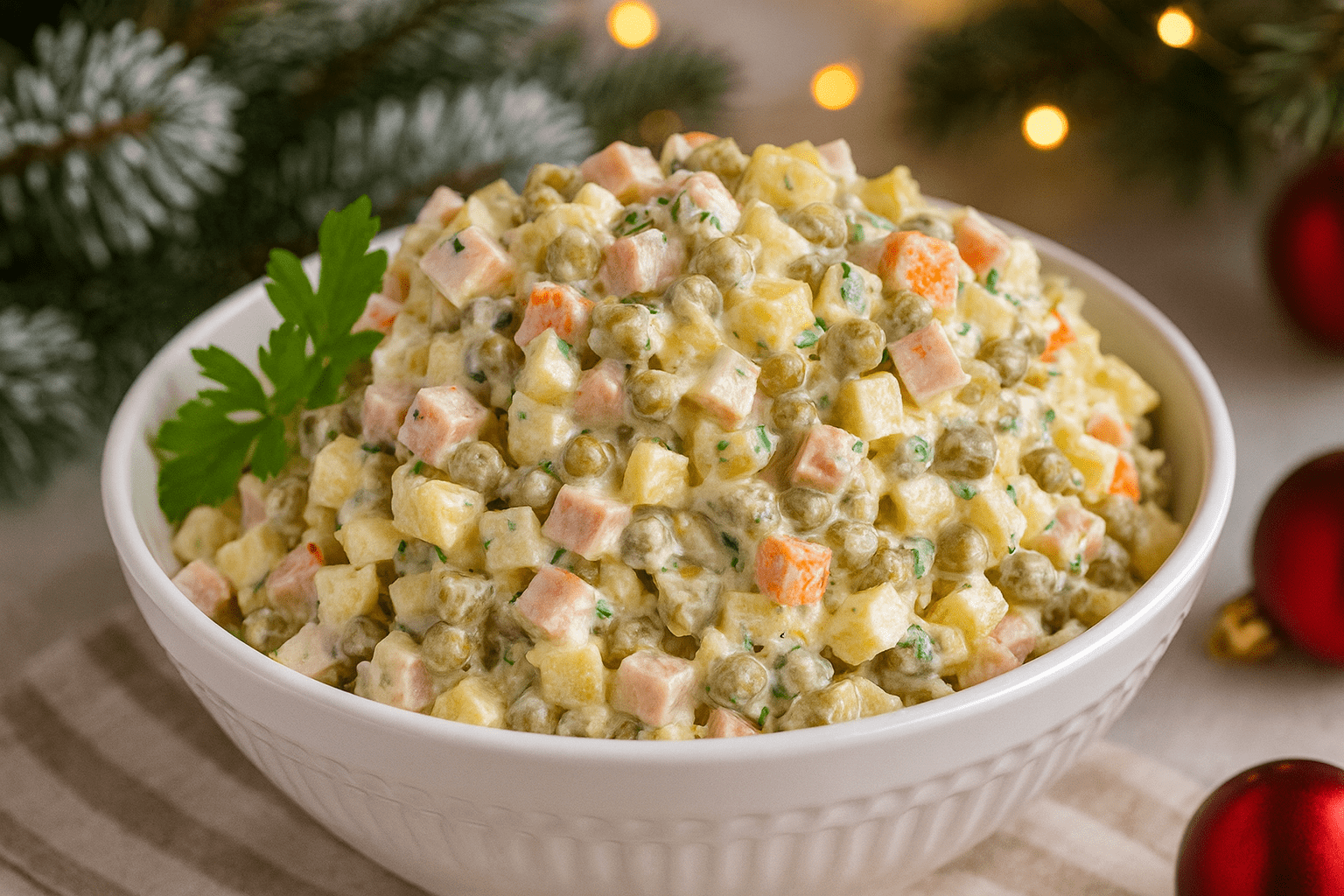 оливье с колбасой