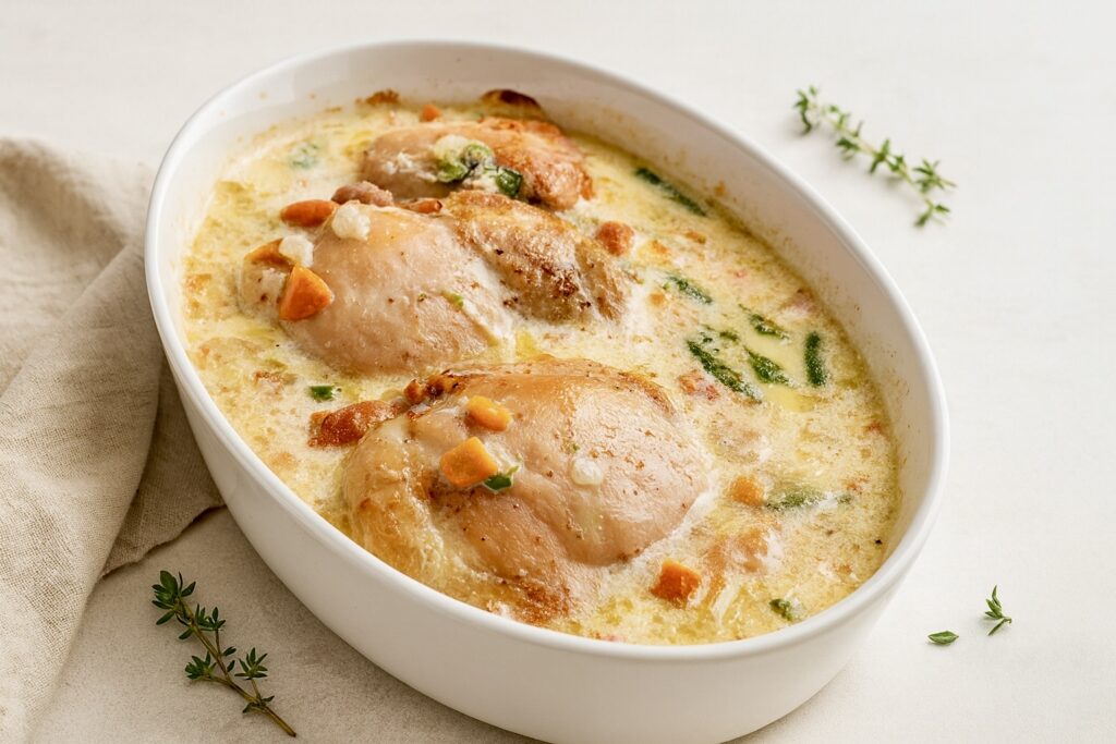 курица с овощами в сливочном соусе