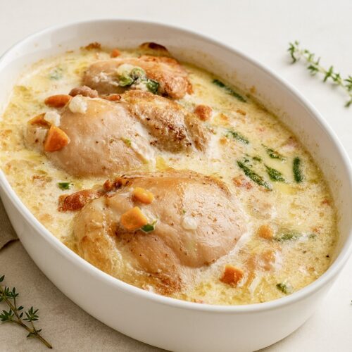 курица с овощами в сливочном соусе